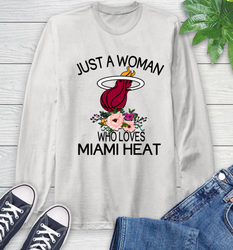 NBA Just A Woman Who Loves Miami Heat Basketball Sports Long Sleeve T-Shirt