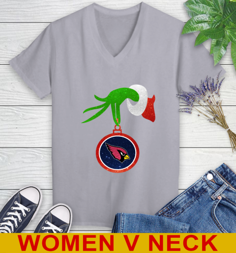 Arizona Cardinals Grinch Merry Christmas NFL Football Women's V-Neck T-Shirt 5