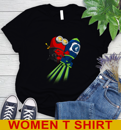 NBA Basketball Minnesota Timberwolves Deadpool Minion Marvel Shirt Women's T-Shirt