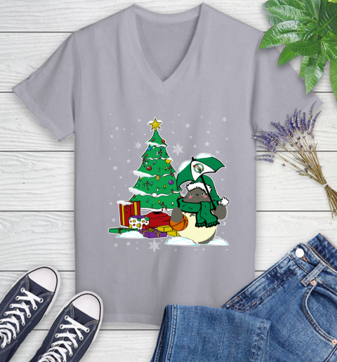 Boston Celtics NBA Basketball Cute Tonari No Totoro Christmas Sports Women's V-Neck T-Shirt 4