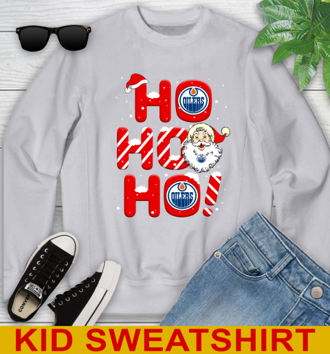 Edmonton Oilers NHL Hockey Ho Ho Ho Santa Claus Merry Christmas Shirt Youth Sweatshirt 3