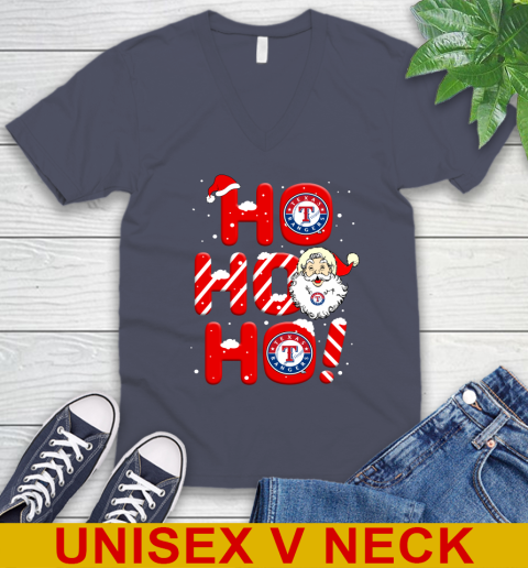 Texas Rangers MLB Baseball Ho Ho Ho Santa Claus Merry Christmas Shirt V-Neck T-Shirt 7