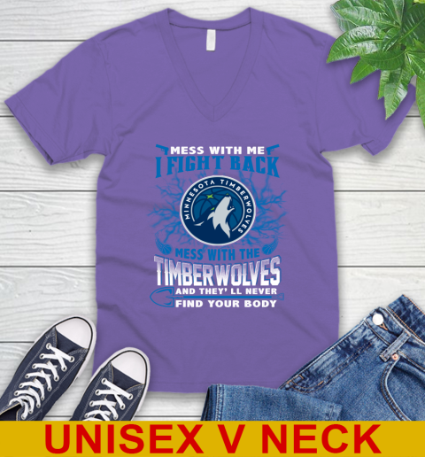 NBA Basketball Minnesota Timberwolves Mess With Me I Fight Back Mess With My Team And They'll Never Find Your Body Shirt V-Neck T-Shirt 8