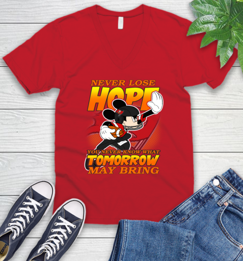 Tampa Bay Buccaneers NFL Football Mickey Disney Never Lose Hope V-Neck T-Shirt 6