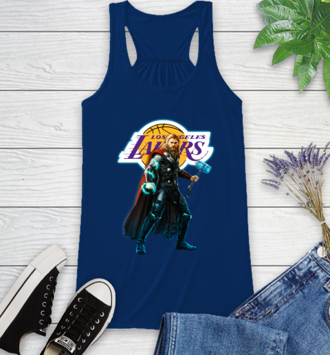 NBA Thor Avengers Endgame Basketball Los Angeles Lakers Racerback Tank 9