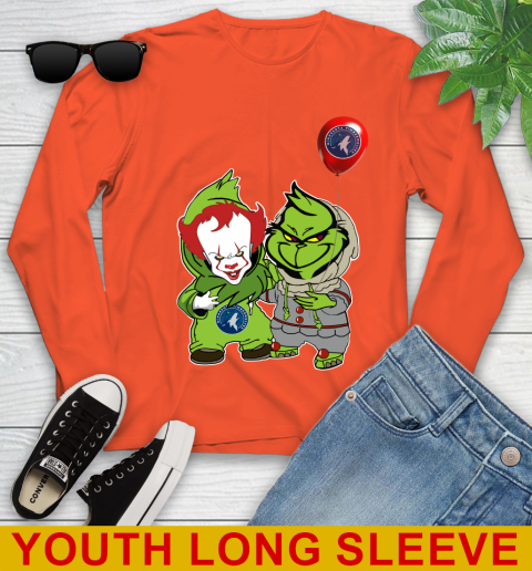 Minnesota Timberwolves Baby Pennywise Grinch Christmas NBA Basketball Youth Long Sleeve 4