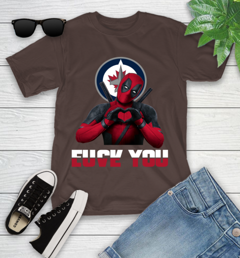 NHL Winnipeg Jets Deadpool Love You Fuck You Hockey Sports Youth T-Shirt 7