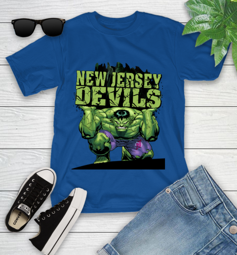 New Jersey Devils NHL Hockey Incredible Hulk Marvel Avengers Sports Youth T-Shirt 9