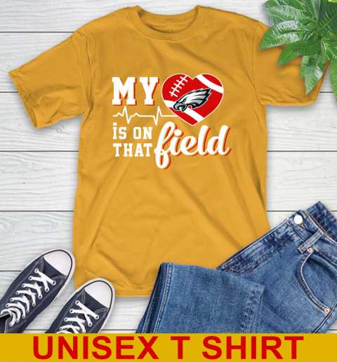 NFL My Heart Is On That Field Football Sports Philadelphia Eagles T-Shirt 2