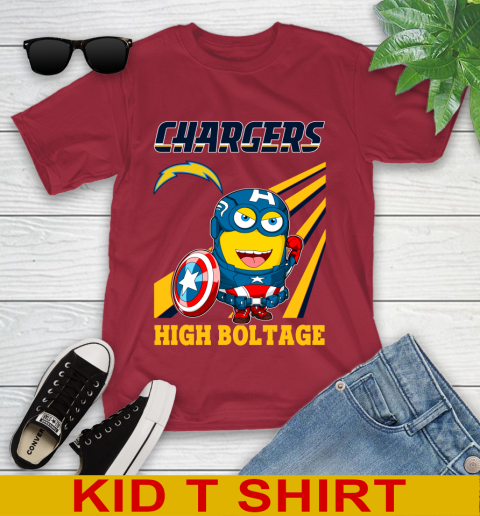 NFL Football Los Angeles Chargers Captain America Marvel Avengers Minion Shirt Youth T-Shirt 12
