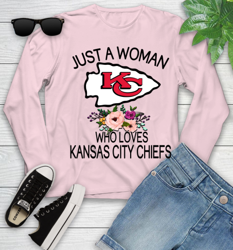 NFL Just A Woman Who Loves Kansas City Chiefs Football Sports Youth Long Sleeve 7