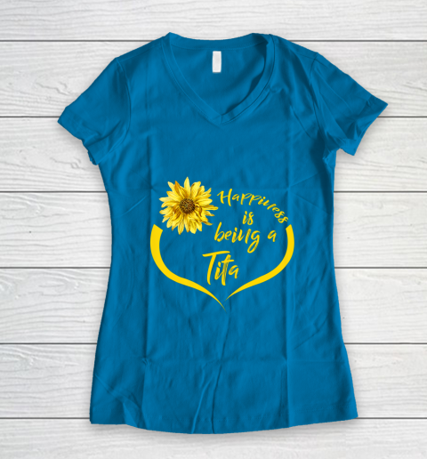 Womens Tita Gift Happiness Is Being A Tita Women's V-Neck T-Shirt 5