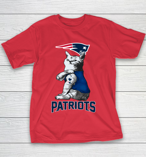 NFL Football My Cat Loves New England Patriots Youth T-Shirt 7
