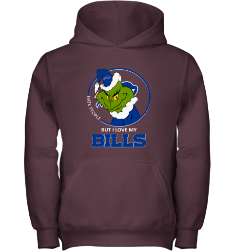 wvgu i hate people but i love my buffalo bills grinch nfl youth hoodie 43 front maroon