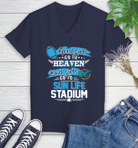 Miami Dolphins NFL Bad Girls Go To Sun Life Stadium Shirt Women's V-Neck T-Shirt 12