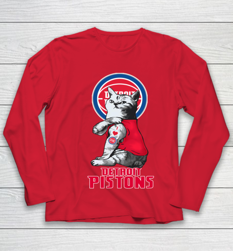 NBA Basketball My Cat Loves Detroit Pistons Youth Long Sleeve 8