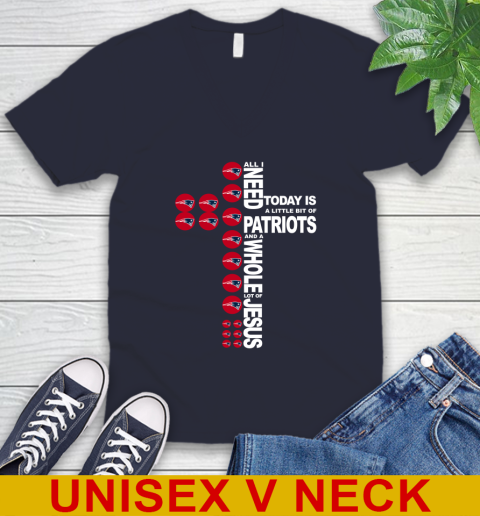 NFL All I Need Today Is A Little Bit Of New England Patriots Cross Shirt V-Neck T-Shirt 2