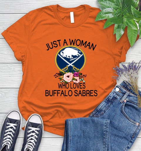 NHL Just A Woman Who Loves Buffalo Sabres Hockey Sports Women's T-Shirt 2