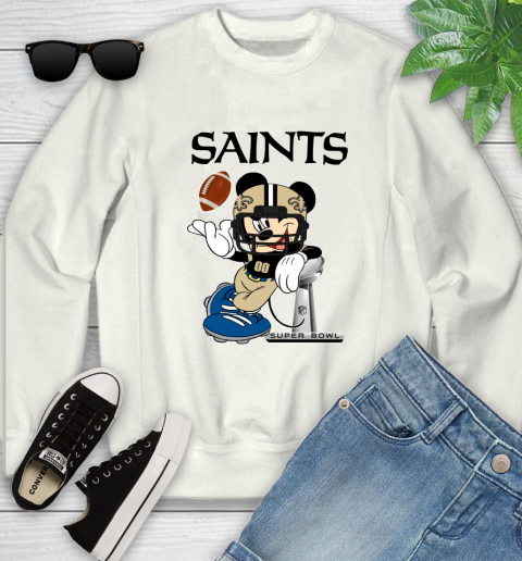 NFL New Orleans Saints Mickey Mouse Disney Super Bowl Football T Shirt Youth Sweatshirt