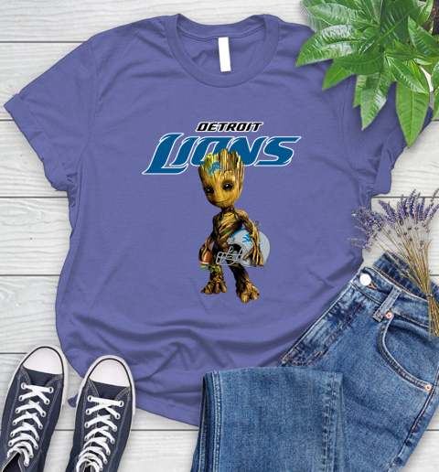 Detroit Lions NFL Football Groot Marvel Guardians Of The Galaxy Women's T-Shirt 11