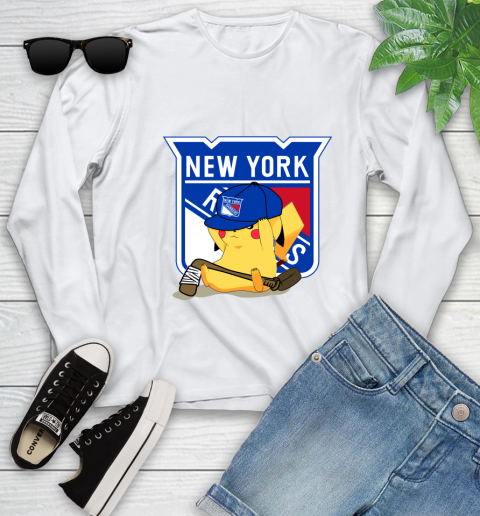 NHL Pikachu Hockey Sports New York Rangers Youth Long Sleeve