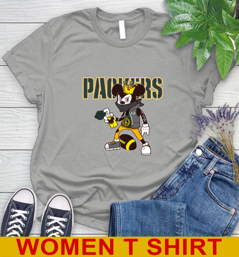 Green Bay Packers NFL Football Mickey Peace Sign Sports Women's T-Shirt 11