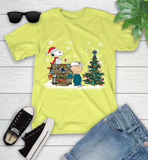 NFL Jacksonville Jaguars Snoopy Charlie Brown Christmas Football Super Bowl Sports Youth T-Shirt 10