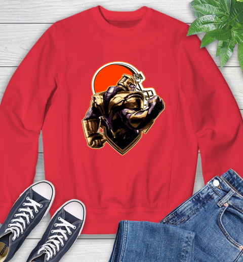 NFL Thanos Avengers Endgame Football Sports Cleveland Browns Sweatshirt - Image 11