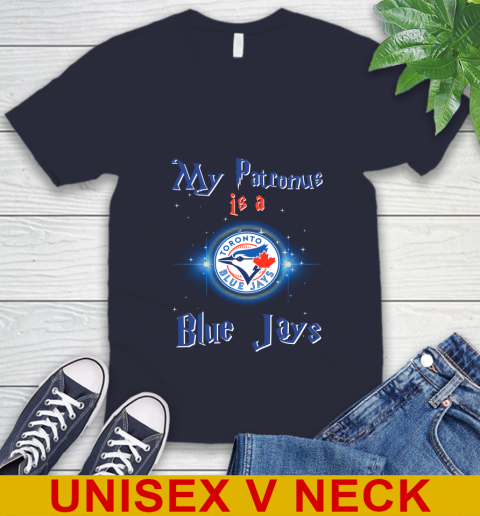 MLB Baseball Harry Potter My Patronus Is A Toronto Blue Jays V-Neck T-Shirt 2