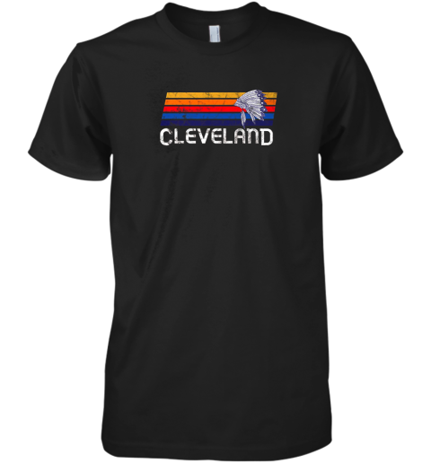Retro Cleveland Shirt Native American Baseball Skyline Premium Men's T-Shirt