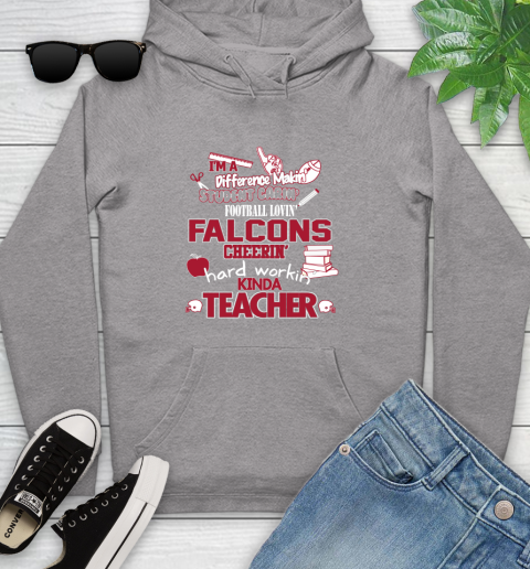 Atlanta Falcons NFL I'm A Difference Making Student Caring Football Loving Kinda Teacher Youth Hoodie 6
