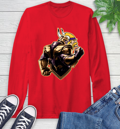 NFL Thanos Avengers Endgame Football Sports Minnesota Vikings Long Sleeve T-Shirt 10