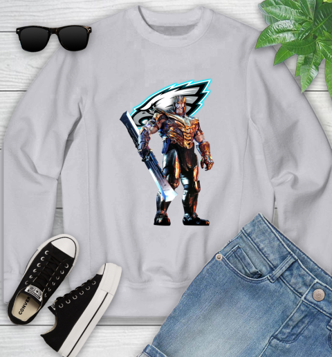 NFL Thanos Gauntlet Avengers Endgame Football Philadelphia Eagles Youth Sweatshirt 4