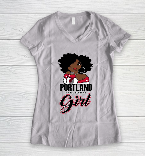 Portland Trail Blazers Girl NBA Women's V-Neck T-Shirt 2