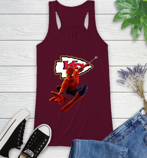 NFL Spider Man Avengers Endgame Football Kansas City Chiefs Racerback Tank 3