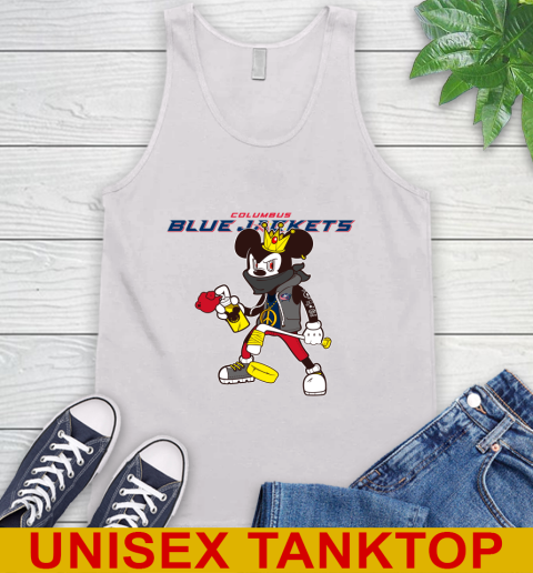 Columbus Blue Jackets NHL Hockey Mickey Peace Sign Sports Tank Top