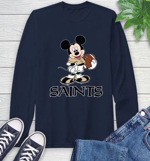 NFL Football New Orleans Saints Cheerful Mickey Mouse Shirt Long Sleeve T-Shirt 4