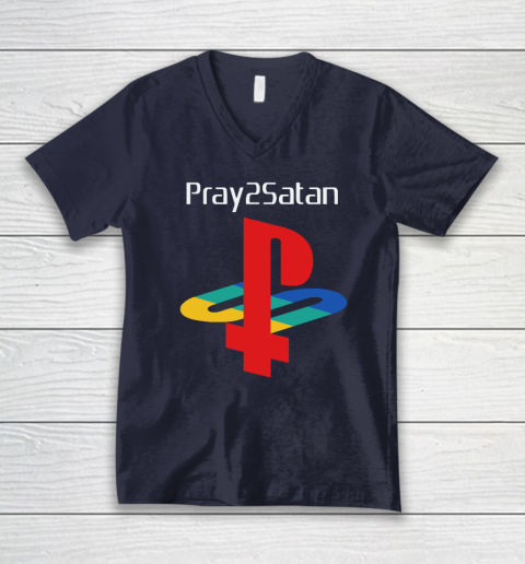 Pray2satan V-Neck T-Shirt 2