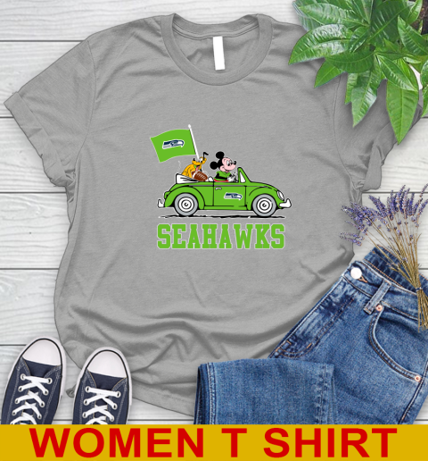 NFL Football Seattle Seahawks Pluto Mickey Driving Disney Shirt Women's T-Shirt 11
