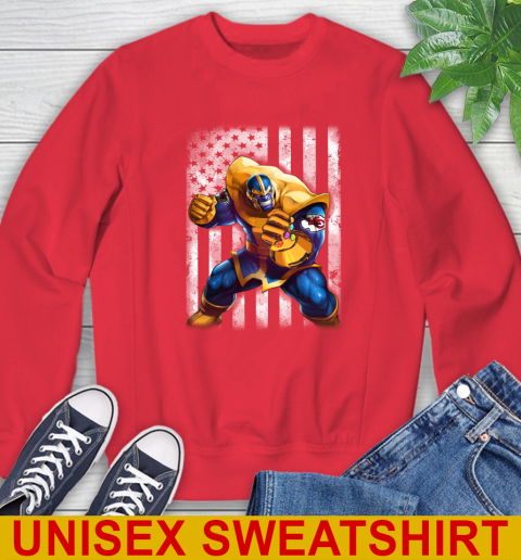 NFL Football Kansas City Chiefs Thanos Marvel American Flag Shirt Sweatshirt 12