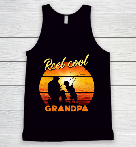 GrandFather gift shirt Vintage Fishing Reel Cool Grandpa Gift Fathers Mothers T Shirt Tank Top