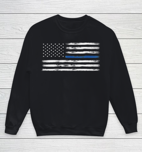 Thin Blue Line (White) America Flag Youth Sweatshirt