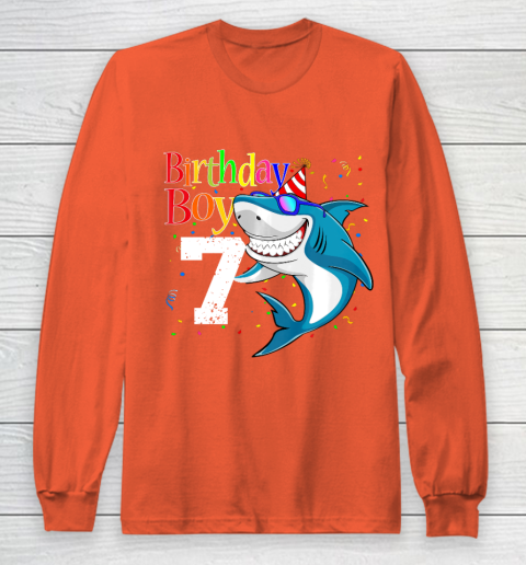 Kids 7th Birthday Boy Shark Shirts 7 Jaw Some Four Tees Boys 7 Years Old Long Sleeve T-Shirt 3