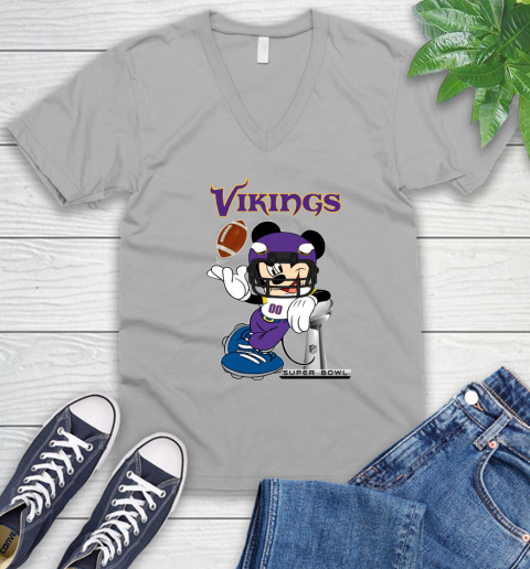 NFL Minnesota Vikings Mickey Mouse Disney Super Bowl Football T Shirt V-Neck T-Shirt 4