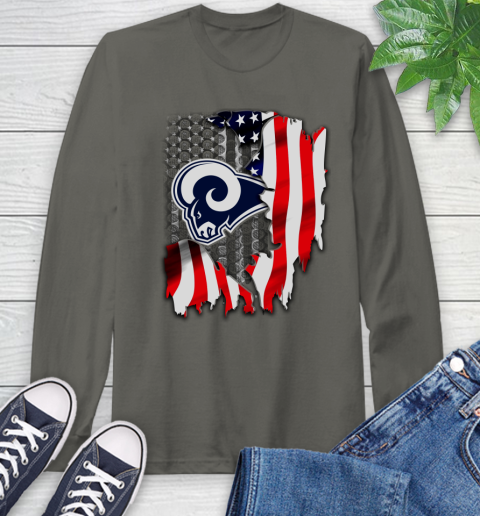 Los Angeles Rams NFL Football American Flag Long Sleeve T-Shirt 9