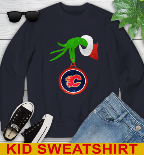 Calgary Flames Grinch Merry Christmas NHL Hockey Youth Sweatshirt 3