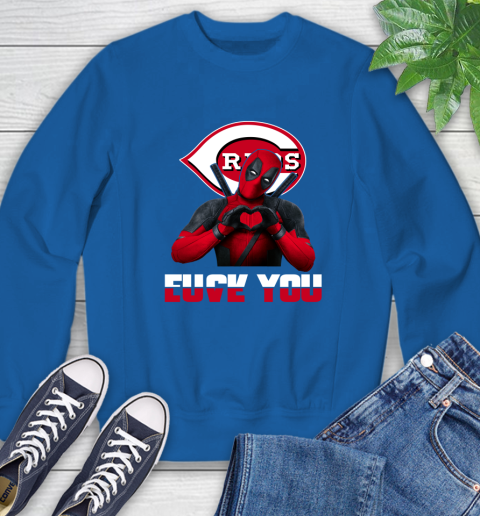 MLB Cincinnati Reds Deadpool Love You Fuck You Baseball Sports Sweatshirt 9