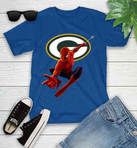 NFL Spider Man Avengers Endgame Football Green Bay Packers Youth T-Shirt 9