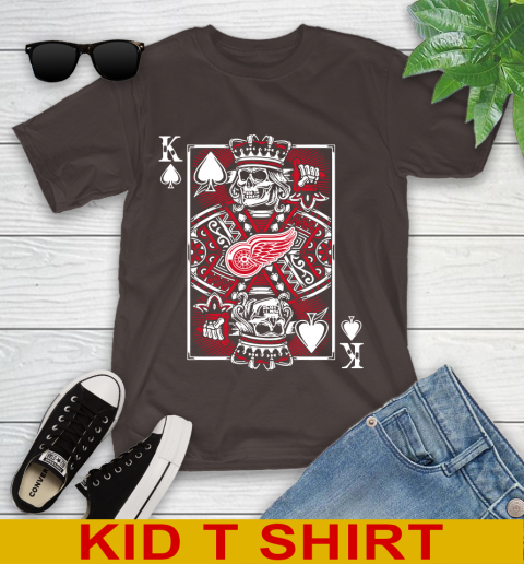 Detroit Red Wings NHL Hockey The King Of Spades Death Cards Shirt Youth T-Shirt 6