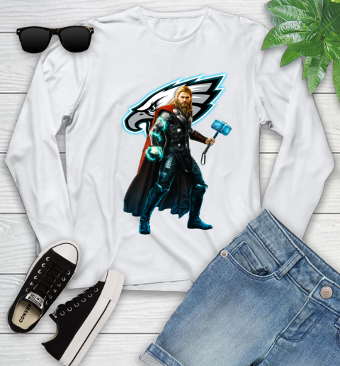 NFL Thor Avengers Endgame Football Philadelphia Eagles Youth Long Sleeve